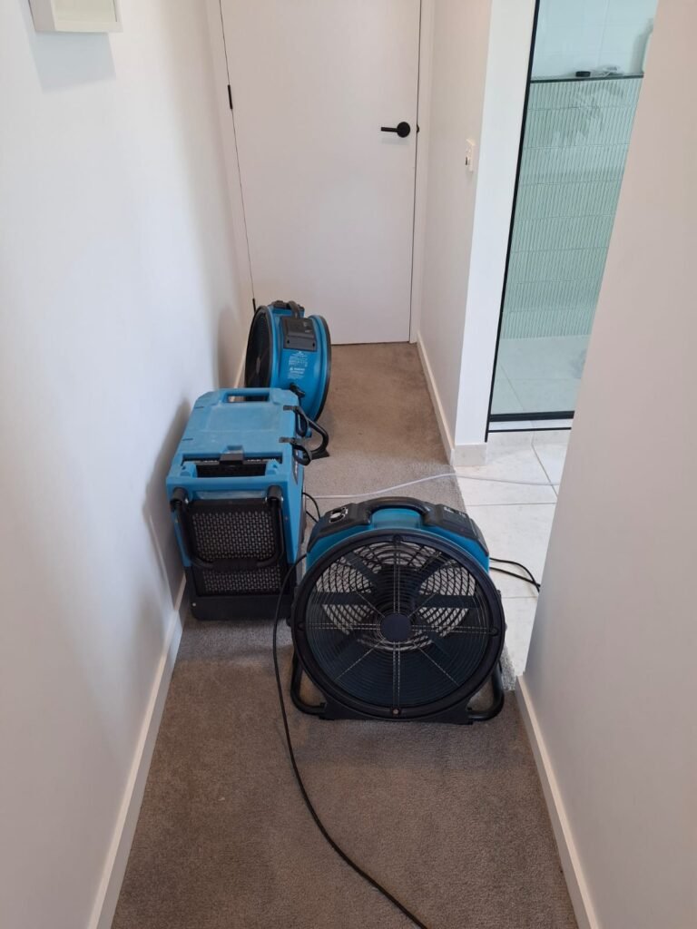 IICRC-certified technician performing emergency water restoration in a Geelong home.