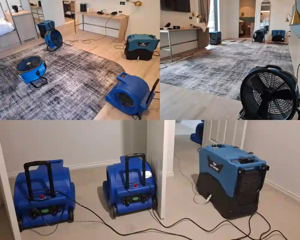 Emergency carpet drying in Geelong using professional drying equipment after water damage