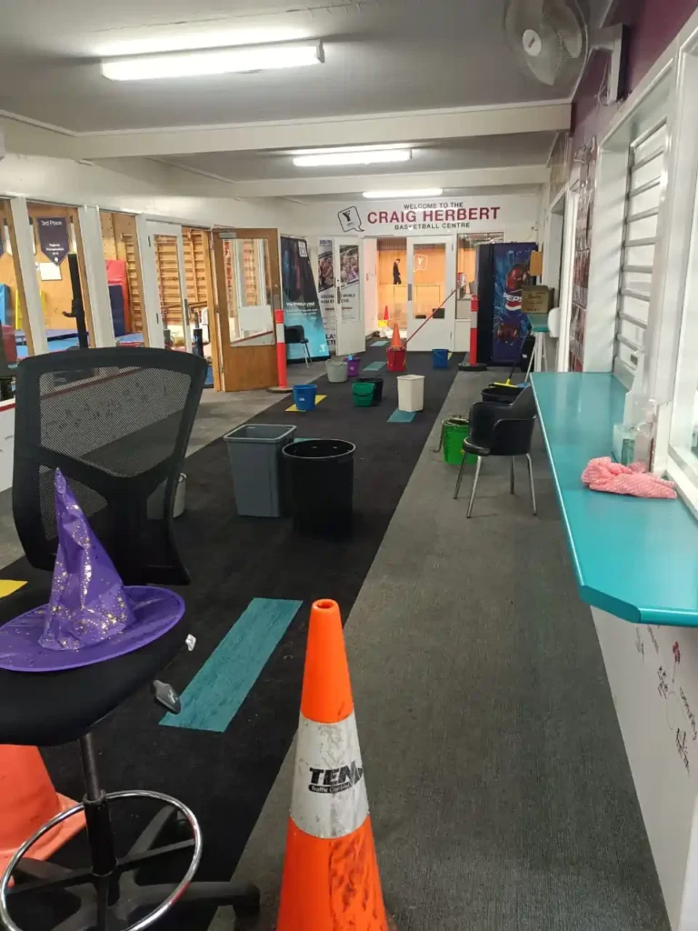 Water damage restoration and carpet drying process underway in a Geelong commercial property using professional equipment